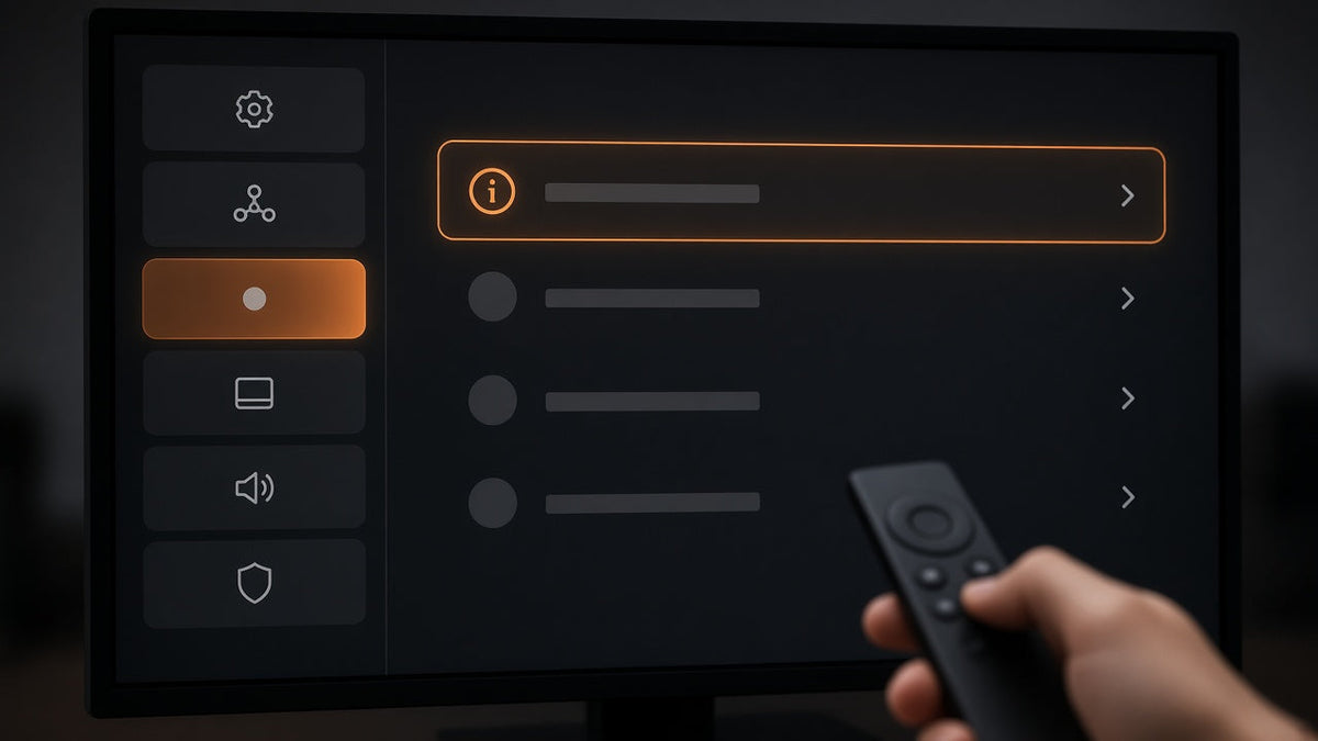 Fire TV settings menu showing the About screen