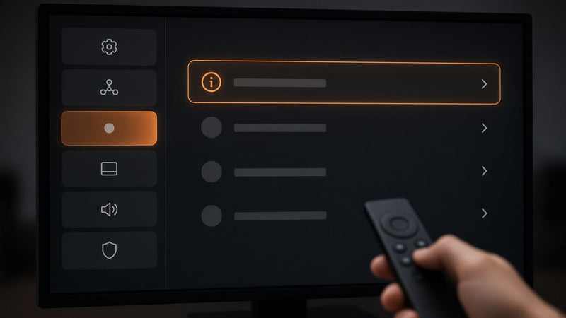 Fire TV settings menu showing the About screen