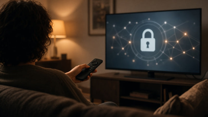 Person holding a Fire TV remote, weighing up whether to use a VPN