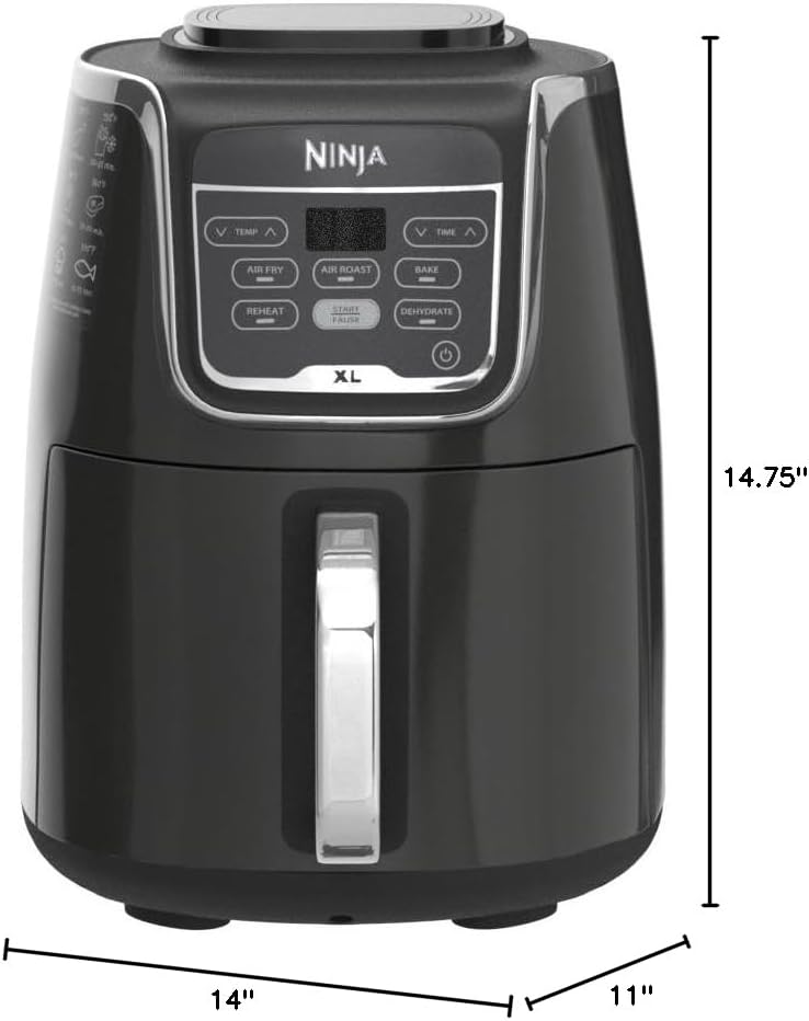 Ninja Air Fryer XL, 5.5 Qt. Capacity that can Air Fry, Air Roast, Bake, Reheat & Dehydrate, with Dishwasher Safe, Nonstick Basket & Crisper Plate and a Chef-Inspired Recipe Guide, Grey, AF150AMZ