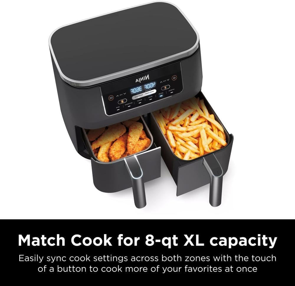 Ninja Air Fryer, Roast, Bake, Air Fry, Crisps, Broil, Reheats, Keep Warm, 10-in-1, Fries, Frozen Food, Veggies, and Meat, Quick Meals, Healthy Meals, Less Oil, 10 QT, Black, DZ302
