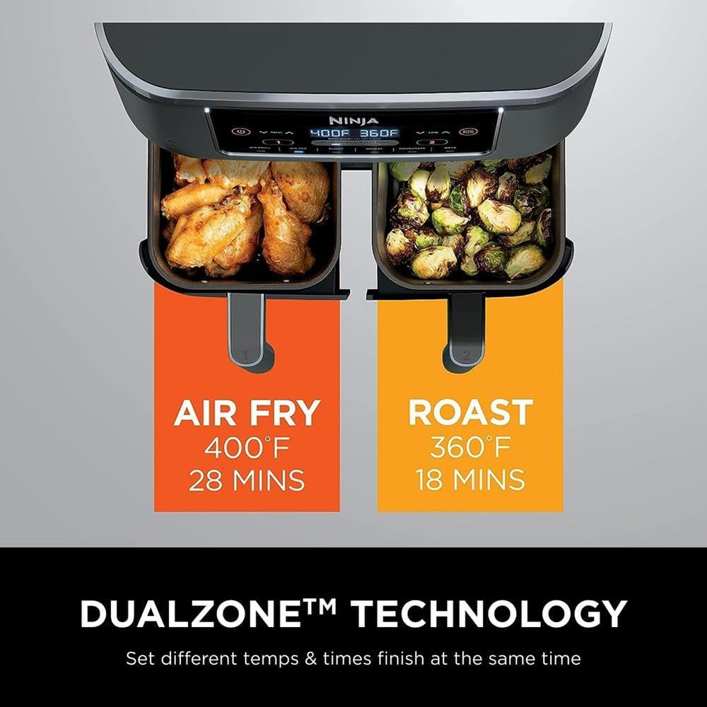 Ninja Air Fryer, Roast, Bake, Air Fry, Crisps, Broil, Reheats, Keep Warm, 10-in-1, Fries, Frozen Food, Veggies, and Meat, Quick Meals, Healthy Meals, Less Oil, 10 QT, Black, DZ302