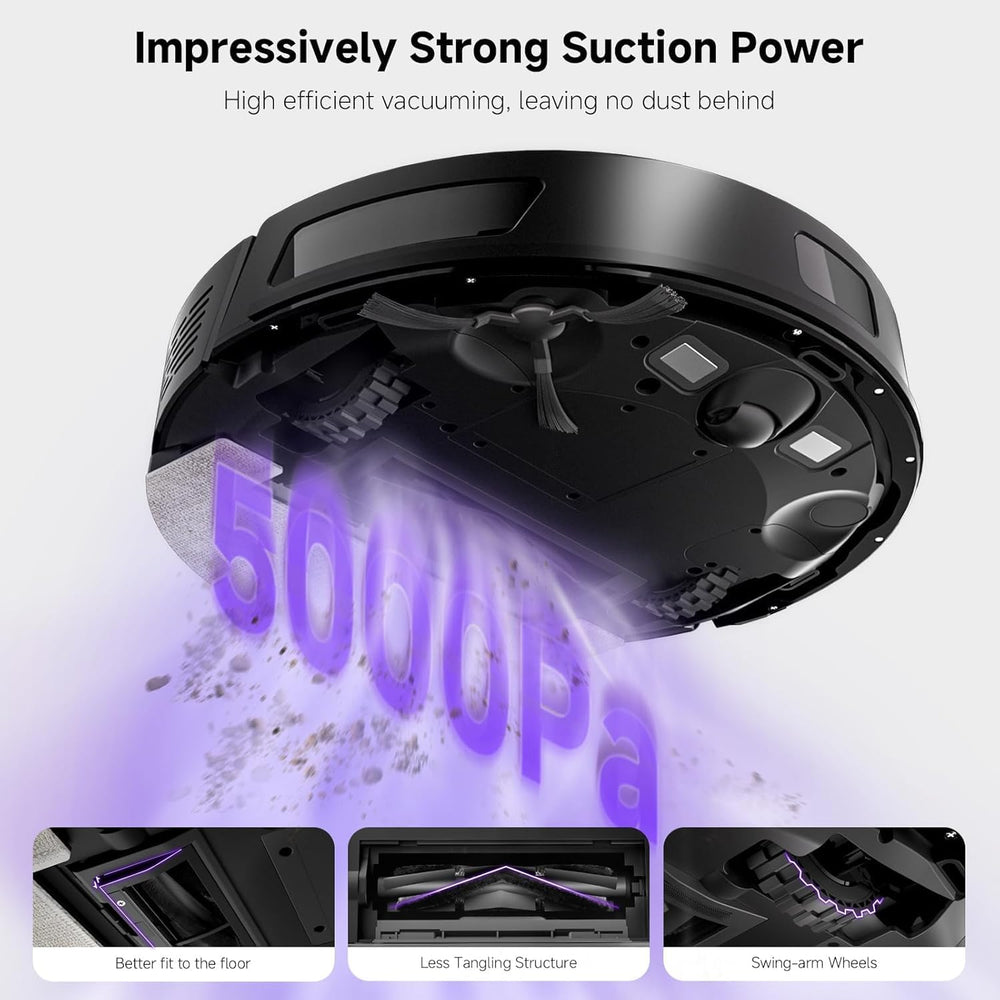 Robot Vacuum and Mop Combo, 5000Pa Robotic Vacuum with 3.5L Self Emptying Station, Lidar Navigation Robot Vacuum Cleaner, 180mins Runtime, APP/Remote/Voice Control, for Hard Floors and Carpets