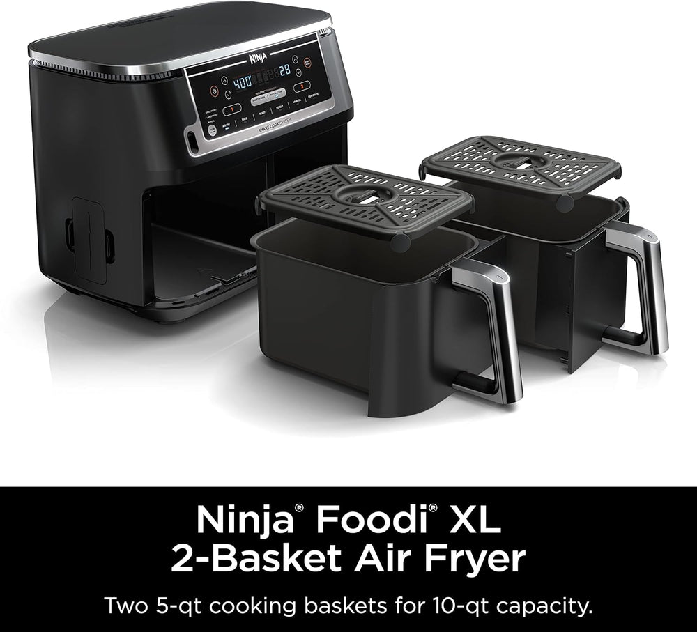 Ninja Air Fryer, Roast, Bake, Air Fry, Crisps, Broil, Reheats, Keep Warm, 10-in-1, Fries, Frozen Food, Veggies, and Meat, Quick Meals, Healthy Meals, Less Oil, 10 QT, Black, DZ302