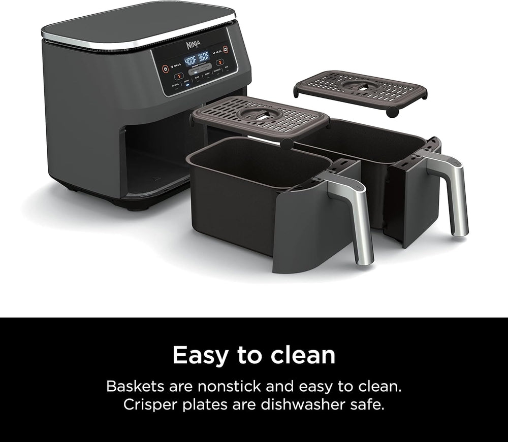Ninja Air Fryer, Roast, Bake, Air Fry, Crisps, Broil, Reheats, Keep Warm, 10-in-1, Fries, Frozen Food, Veggies, and Meat, Quick Meals, Healthy Meals, Less Oil, 10 QT, Black, DZ302