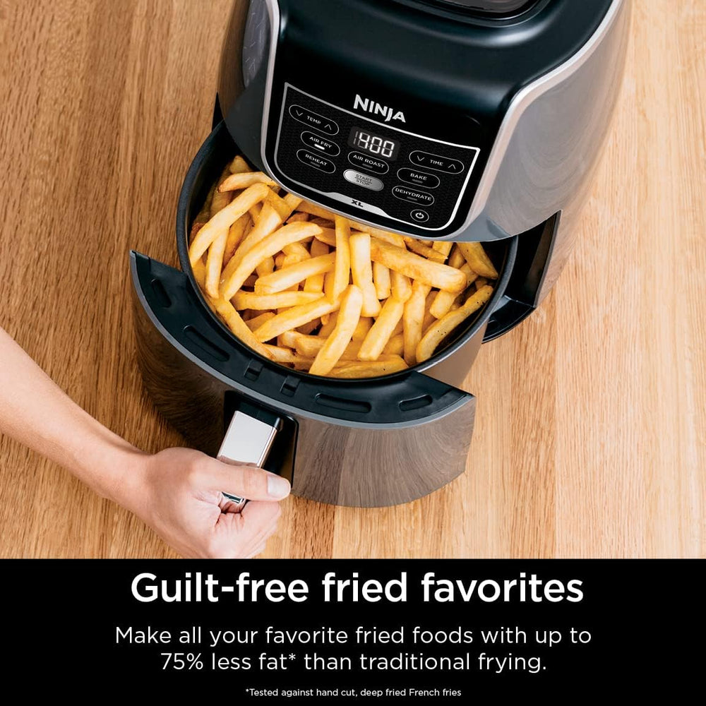 Ninja Air Fryer XL, 5.5 Qt. Capacity that can Air Fry, Air Roast, Bake, Reheat & Dehydrate, with Dishwasher Safe, Nonstick Basket & Crisper Plate and a Chef-Inspired Recipe Guide, Grey, AF150AMZ