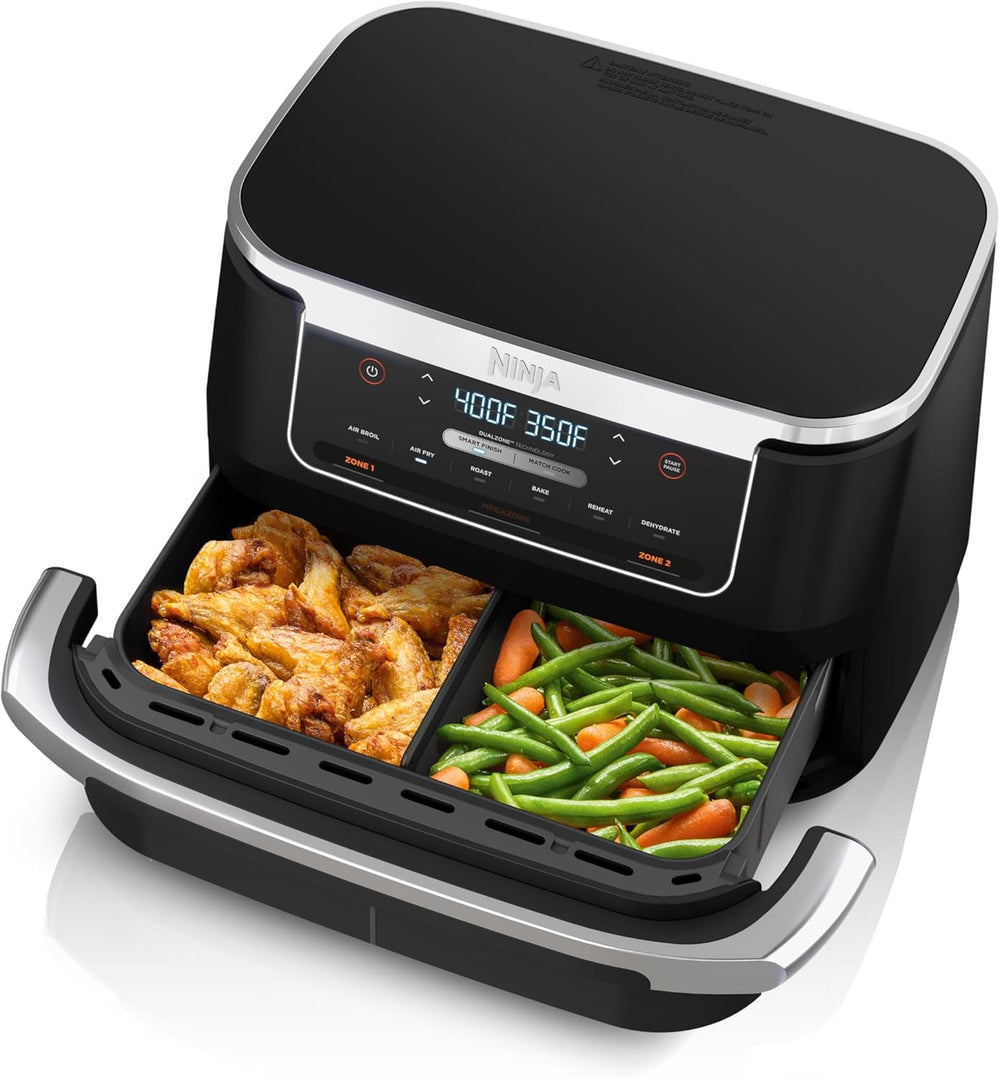 Ninja DZ401 Foodi 10 Quart 6-in-1 DualZone XL 2-Basket Air Fryer with 2 Independent Frying Baskets, Match Cook & Smart Finish to Roast, Broil, Dehydrate for Quick, Easy Family-Sized Meals, Grey