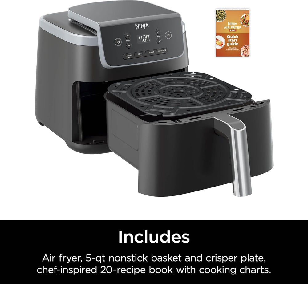 Ninja Air Fryer Pro XL 6-in-1 with 6.5 QT Capacity, Max Crisp, Air Fry, Air Roast, Bake, Reheat, Dehydrate, Max Crisp Technology with 450F, Nonstick Basket & Crisper Plate, Grey, AF181