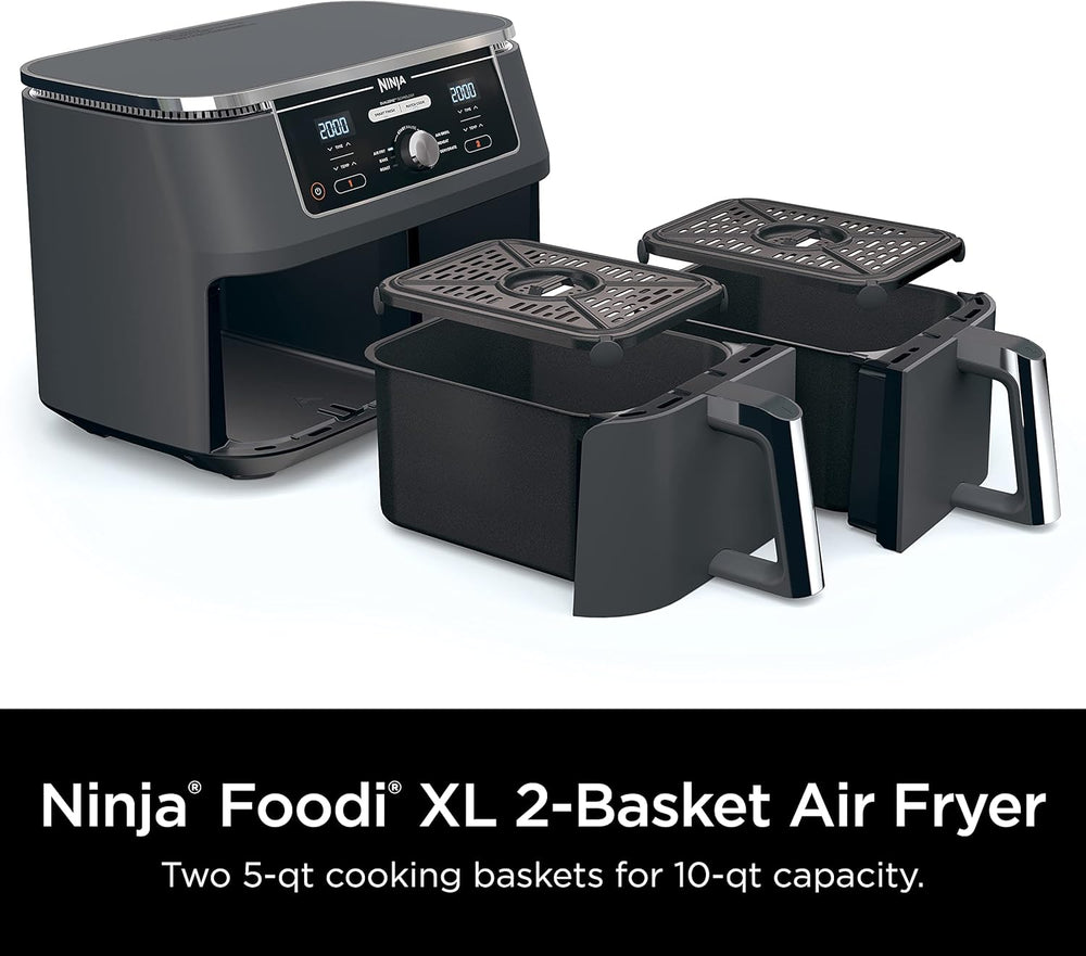 Ninja Air Fryer, Roast, Bake, Air Fry, Crisps, Broil, Reheats, Keep Warm, 10-in-1, Fries, Frozen Food, Veggies, and Meat, Quick Meals, Healthy Meals, Less Oil, 10 QT, Black, DZ302