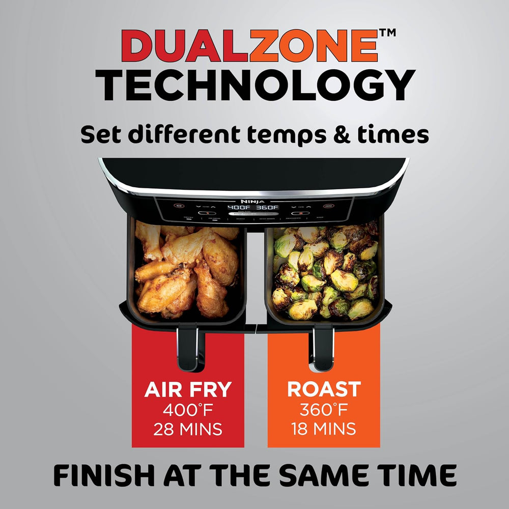 Ninja Air Fryer, Roast, Bake, Air Fry, Crisps, Broil, Reheats, Keep Warm, 10-in-1, Fries, Frozen Food, Veggies, and Meat, Quick Meals, Healthy Meals, Less Oil, 10 QT, Black, DZ302
