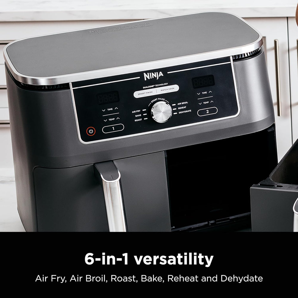 Ninja Air Fryer, Roast, Bake, Air Fry, Crisps, Broil, Reheats, Keep Warm, 10-in-1, Fries, Frozen Food, Veggies, and Meat, Quick Meals, Healthy Meals, Less Oil, 10 QT, Black, DZ302