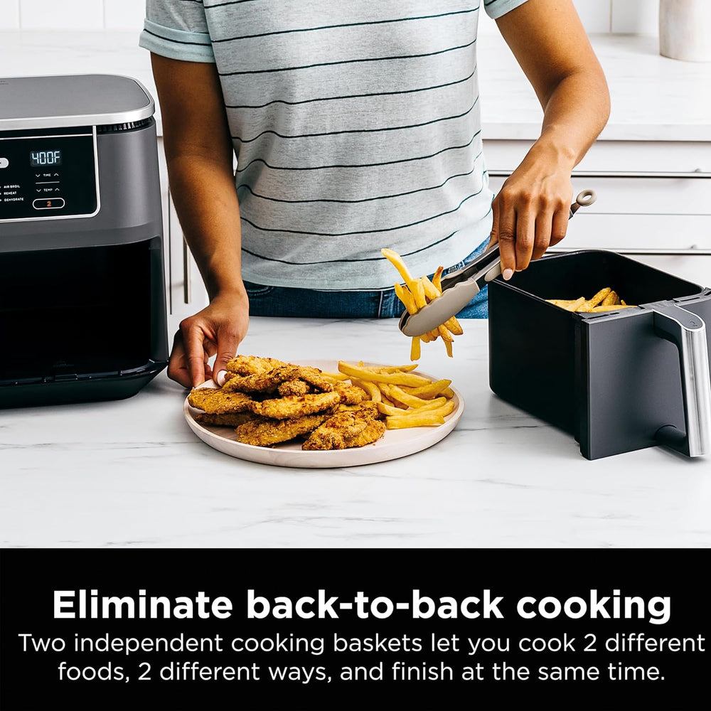 Ninja Air Fryer, Roast, Bake, Air Fry, Crisps, Broil, Reheats, Keep Warm, 10-in-1, Fries, Frozen Food, Veggies, and Meat, Quick Meals, Healthy Meals, Less Oil, 10 QT, Black, DZ302