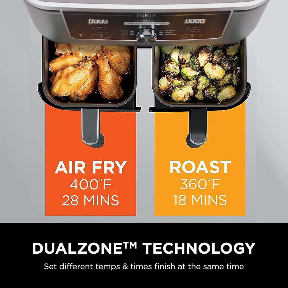 Ninja Air Fryer, Roast, Bake, Air Fry, Crisps, Broil, Reheats, Keep Warm, 10-in-1, Fries, Frozen Food, Veggies, and Meat, Quick Meals, Healthy Meals, Less Oil, 10 QT, Black, DZ302