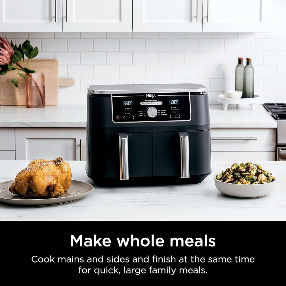 Ninja Air Fryer, Roast, Bake, Air Fry, Crisps, Broil, Reheats, Keep Warm, 10-in-1, Fries, Frozen Food, Veggies, and Meat, Quick Meals, Healthy Meals, Less Oil, 10 QT, Black, DZ302
