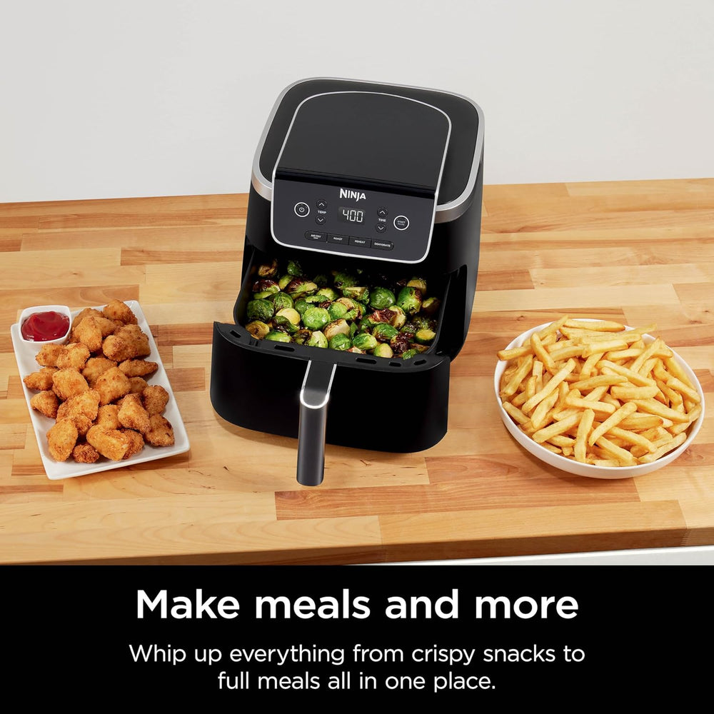 Ninja Air Fryer Pro XL 7-in-1, Max Crisp Tech, 450F for Hotter, Crispy Results, 6.5 QT Capacity fits 9lb wings, Max Crisp, Broil, Air Fry, Roast, Bake, Reheat, Dehydrate, Space Saving, Grey, AF182AMZ