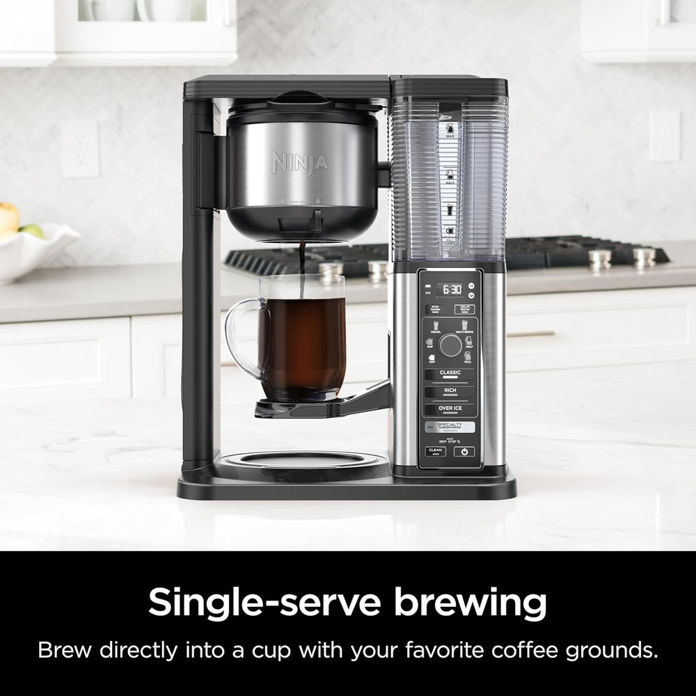 Ninja Hot & Iced XL Coffee Maker with Rapid Cold Brew, 4 Brew Styles, 8 Sizes Small Cup to Travel Mug, Single-Serve Coffee Brewer, 12-Cup Carafe, Permanent Filter, Removable Reservoir, Black, CM371