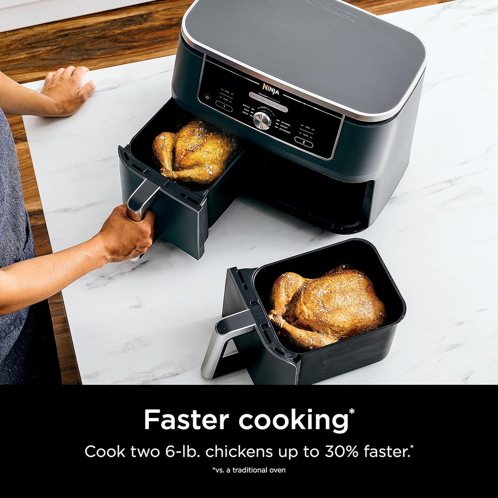Ninja Air Fryer, Roast, Bake, Air Fry, Crisps, Broil, Reheats, Keep Warm, 10-in-1, Fries, Frozen Food, Veggies, and Meat, Quick Meals, Healthy Meals, Less Oil, 10 QT, Black, DZ302