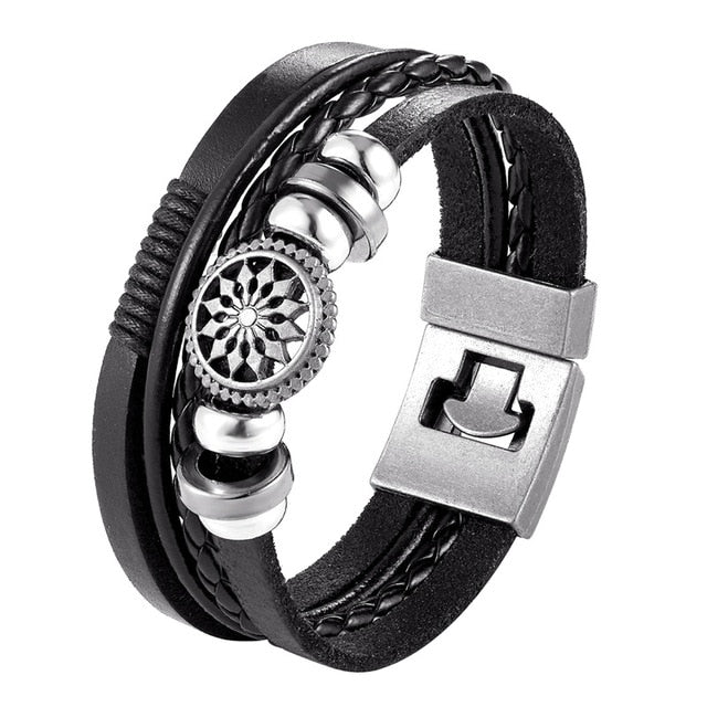 2019 Newest Design Fashion Multi-layer Leather Bracelet Men Vintage Punk Anchor Bracelets Women Nautical Jewelry Preferred Gift