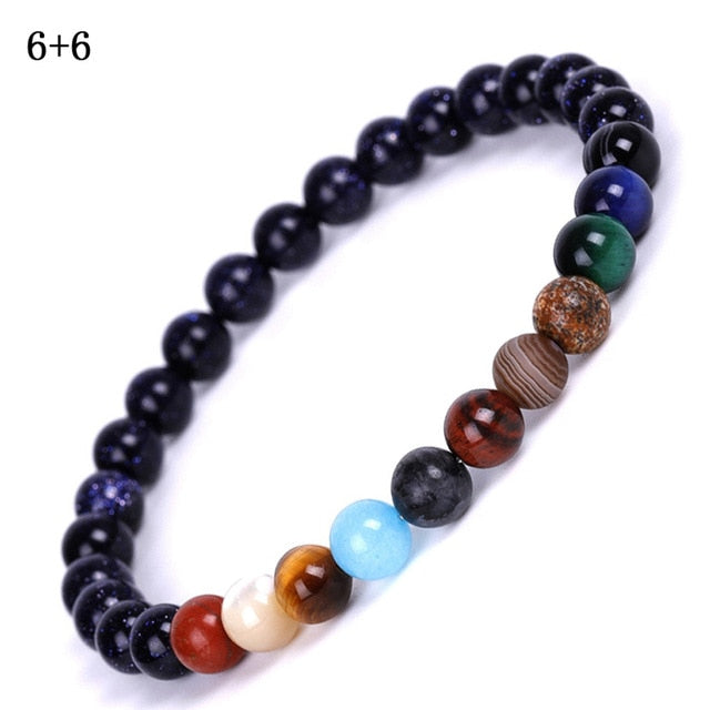 Men Bracelet for Men Women  Natural Stone Beaded  Chakra Yoga  Bracelet Universe  Solar System Planets Bracelets Charm Jewelry