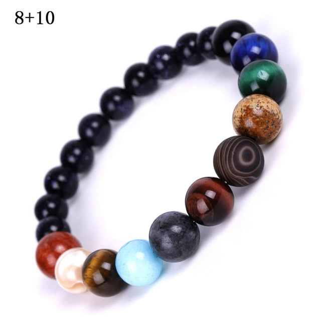 Men Bracelet for Men Women  Natural Stone Beaded  Chakra Yoga  Bracelet Universe  Solar System Planets Bracelets Charm Jewelry