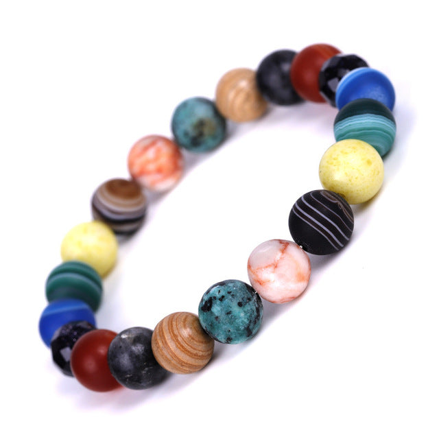 Men Bracelet for Men Women  Natural Stone Beaded  Chakra Yoga  Bracelet Universe  Solar System Planets Bracelets Charm Jewelry