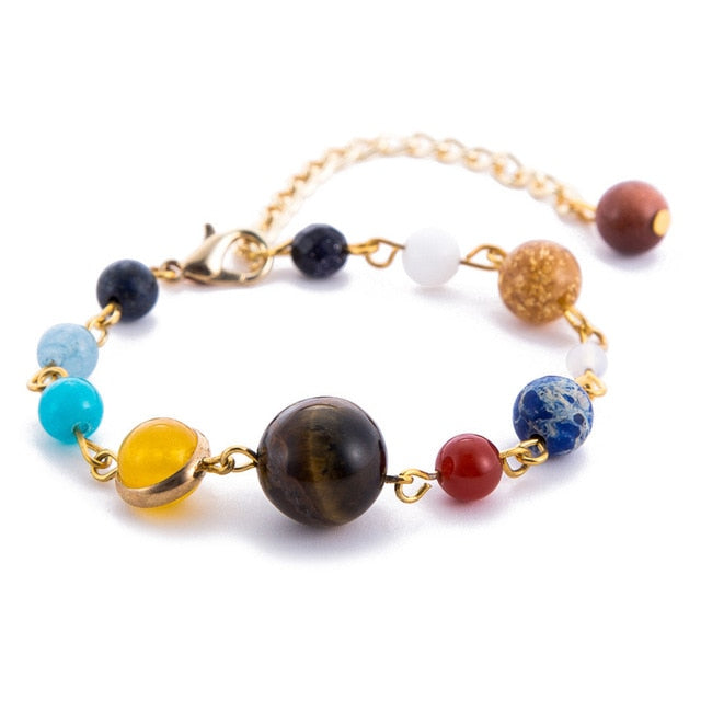 Men Bracelet for Men Women  Natural Stone Beaded  Chakra Yoga  Bracelet Universe  Solar System Planets Bracelets Charm Jewelry