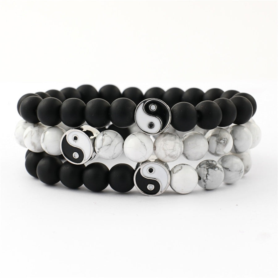 Distance Bracelet Classic Natural Stone White and Black Yin Yang Beaded Bracelets for Men Women Best Friend Drop Shipping